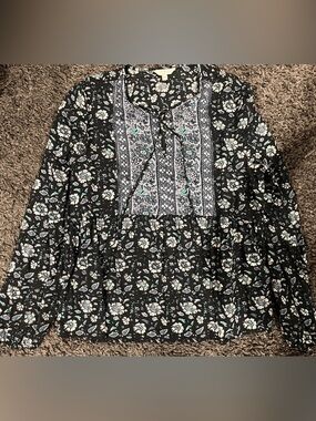 Women’s Lucky Brand Long Sleeve Peasant Blouse Size Medium Boho Chic NWOT